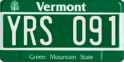 VT license plate YRS091