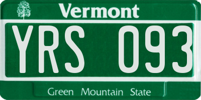 VT license plate YRS093