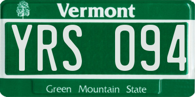 VT license plate YRS094