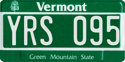 VT license plate YRS095