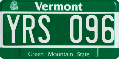 VT license plate YRS096