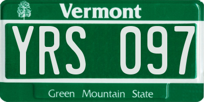 VT license plate YRS097