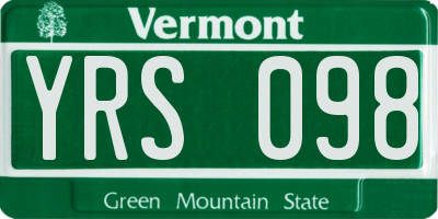 VT license plate YRS098