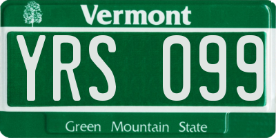 VT license plate YRS099