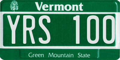 VT license plate YRS100