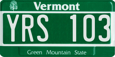 VT license plate YRS103