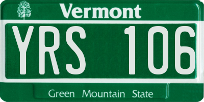 VT license plate YRS106