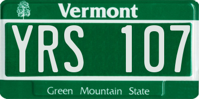 VT license plate YRS107