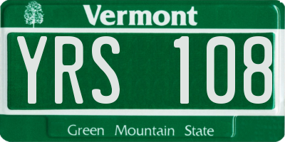 VT license plate YRS108