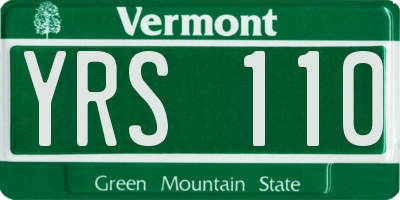 VT license plate YRS110