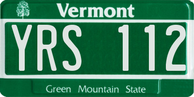 VT license plate YRS112
