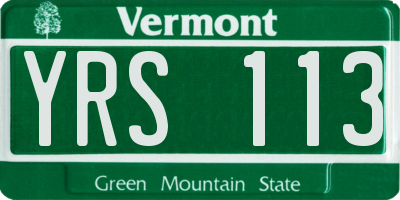 VT license plate YRS113