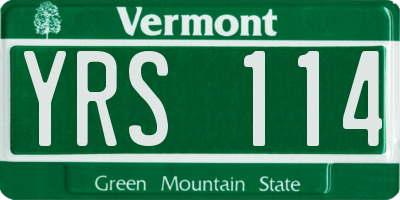 VT license plate YRS114