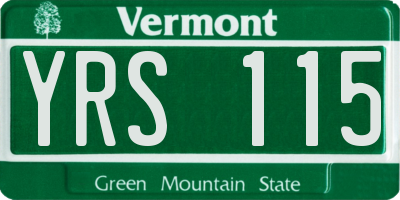 VT license plate YRS115