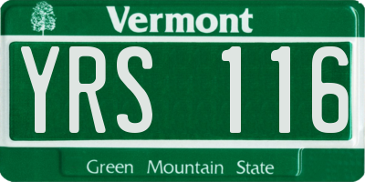 VT license plate YRS116