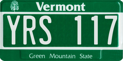 VT license plate YRS117