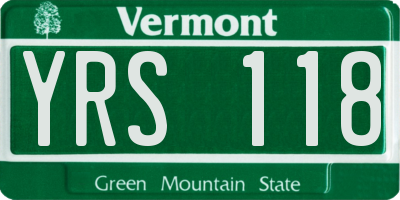 VT license plate YRS118