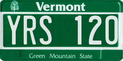 VT license plate YRS120