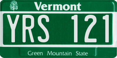 VT license plate YRS121