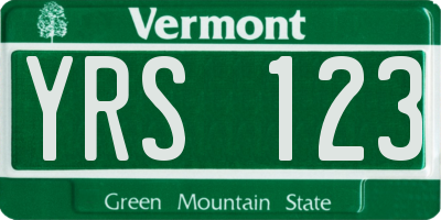 VT license plate YRS123