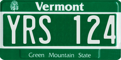 VT license plate YRS124
