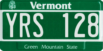 VT license plate YRS128