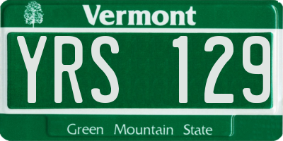 VT license plate YRS129