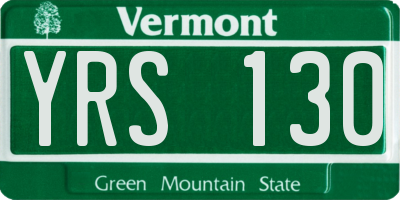VT license plate YRS130
