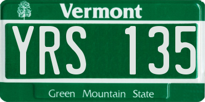 VT license plate YRS135