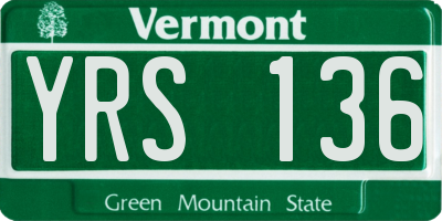 VT license plate YRS136