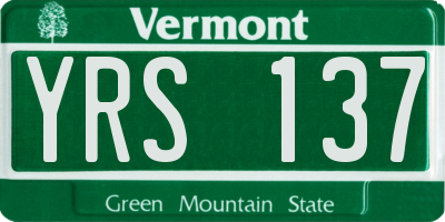 VT license plate YRS137