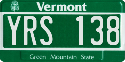 VT license plate YRS138