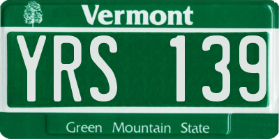 VT license plate YRS139