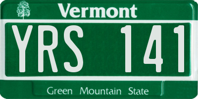 VT license plate YRS141