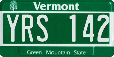 VT license plate YRS142
