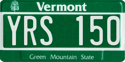 VT license plate YRS150