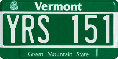 VT license plate YRS151