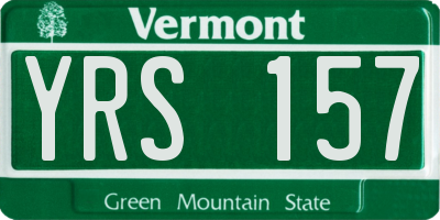 VT license plate YRS157
