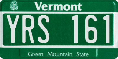 VT license plate YRS161