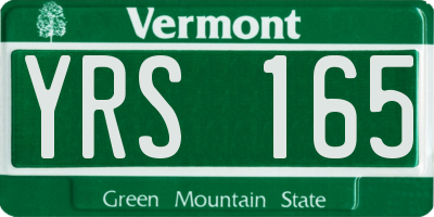 VT license plate YRS165