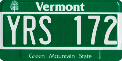VT license plate YRS172