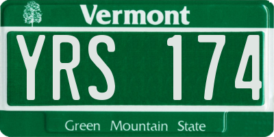 VT license plate YRS174
