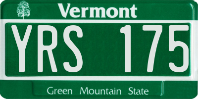 VT license plate YRS175