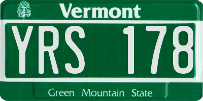 VT license plate YRS178