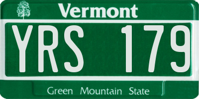 VT license plate YRS179