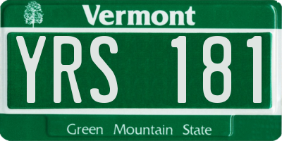 VT license plate YRS181