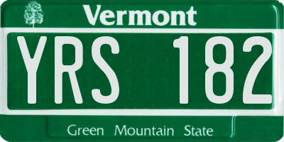 VT license plate YRS182