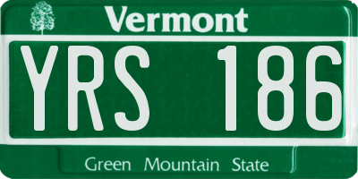 VT license plate YRS186