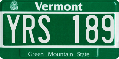 VT license plate YRS189
