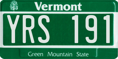 VT license plate YRS191